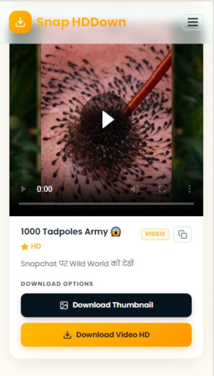 Preview the video then tap Download Video HD to save in original quality
